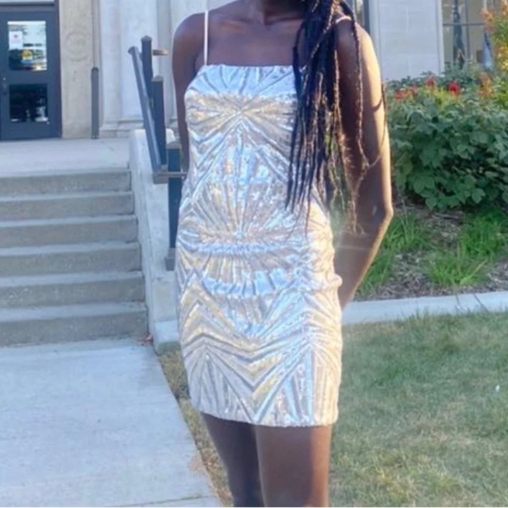 Lulu’s goldish-gray dress - Picture 1 of 3